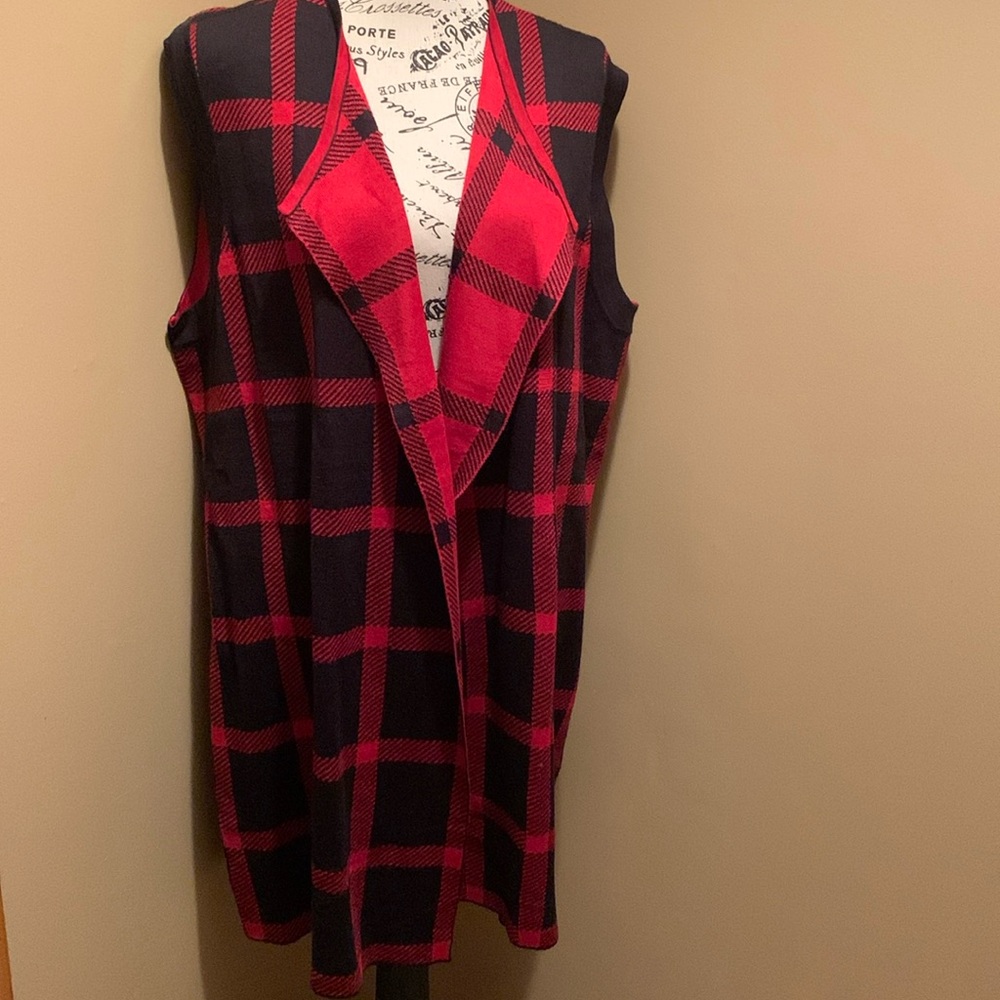 NWT Christopher and Banks reversible long vest green & black xl (226)